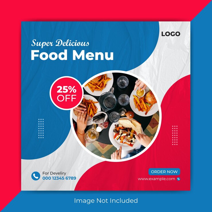 Plantilla de banner de instagram de publicación de redes sociales de menú de comida