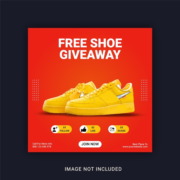 Vector plantilla de banner de instagram de publicación de redes sociales de shoe giveaway gratis