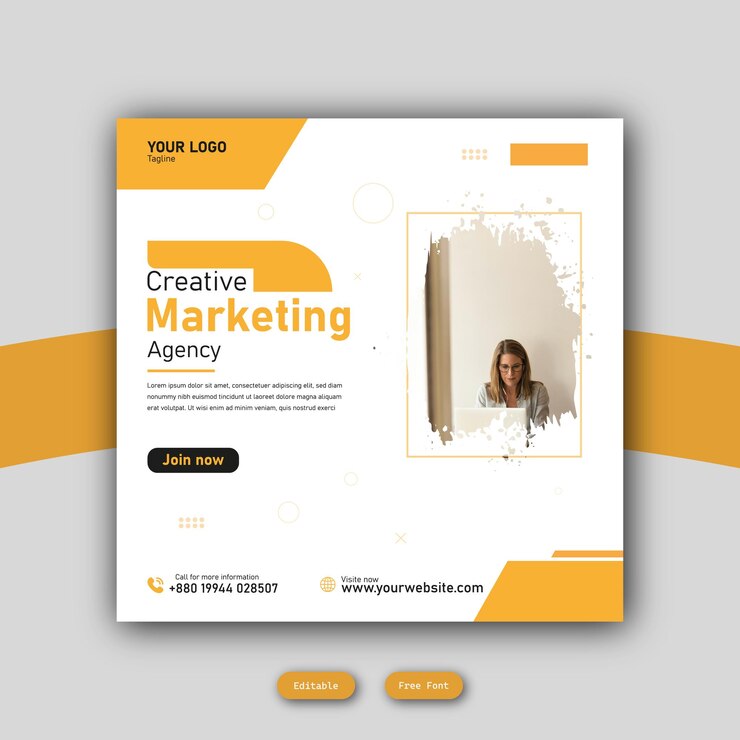 plantilla de banner de Instagram social de agencia de marketing creativo y corporativa