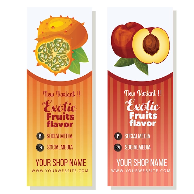 plantilla de banner de kiwano y nectarina