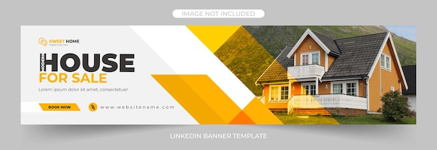 Vector plantilla de banner de linkedin de venta de casas de bienes raíces