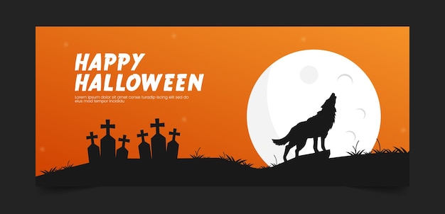 Plantilla de banner de luna llena del día de halloween