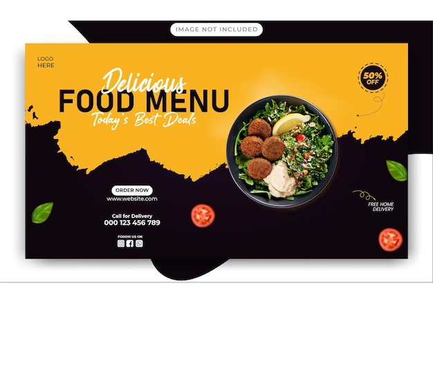 plantilla de banner de medios sociales para menús y restaurantes