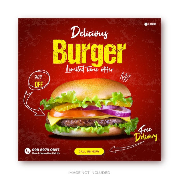 Plantilla de banner de menú de comida en las redes sociales