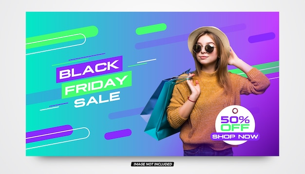 Plantilla de banner moderno de compras en línea de venta de viernes negro