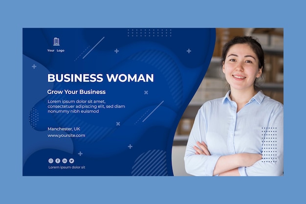 Vector plantilla de banner de mujer de negocios