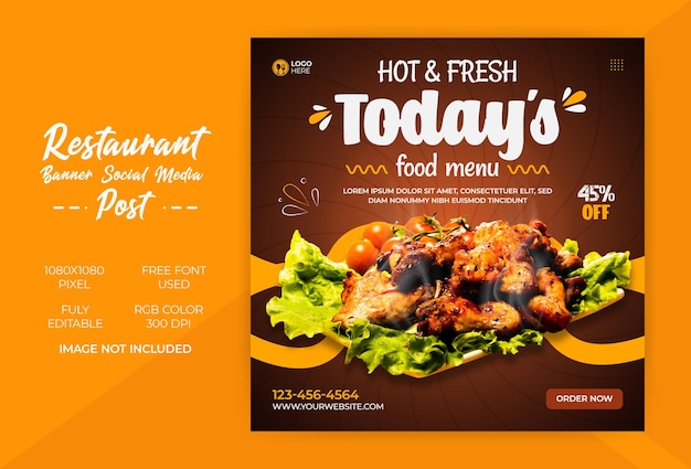 Plantilla de banner multipropósito de publicación en redes sociales de comida especial