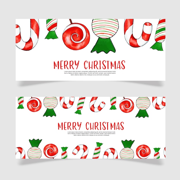 Plantilla de banner de Navidad acuarela