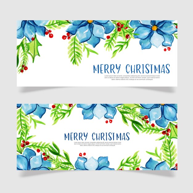 Plantilla de banner de navidad acuarela