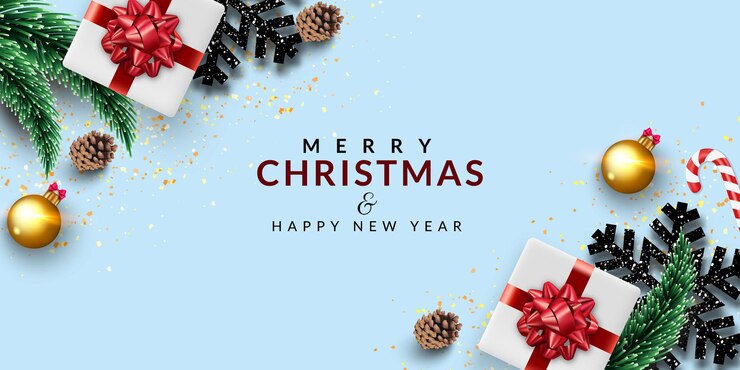 Plantilla de banner de navidad y feliz año nuevo