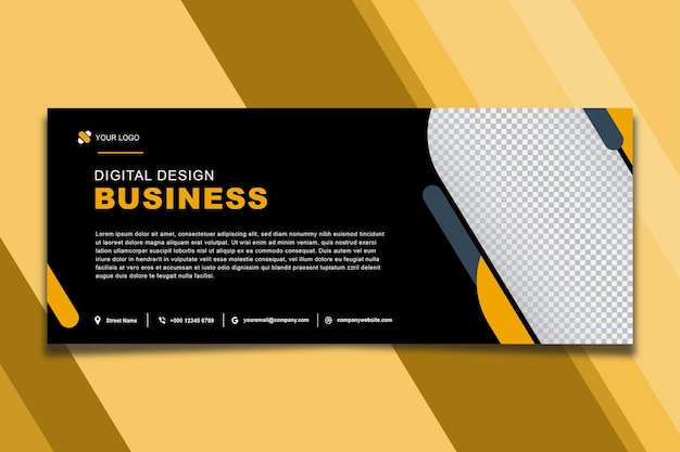 Plantilla de banner de negocios de diseño digital