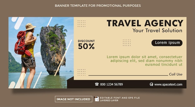 plantilla de banner de negocios de tema de agencia de viajes