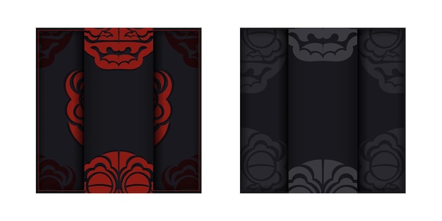 Plantilla de banner negro con adornos maoríes y lugar para tu logo. diseño de fondo con patrones de lujo.