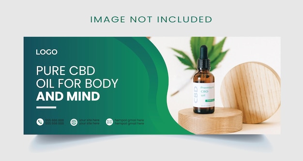 Plantilla de banner o portada de facebook de aceite de cáñamo natural o producto cbd