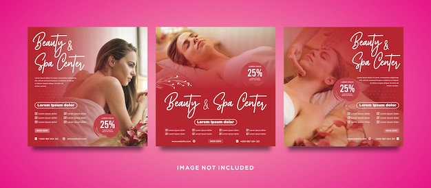 Plantilla de banner o publicación de instagram de redes sociales de belleza y spa