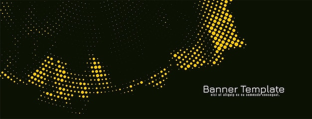 Plantilla de banner oscuro de diseño de semitono amarillo brillante moderno