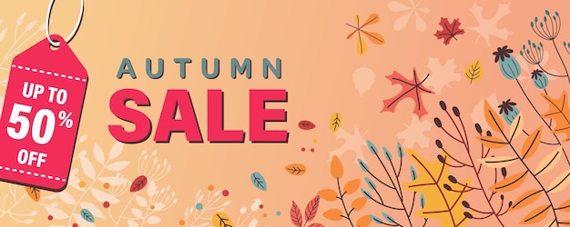 Plantilla de banner de otoño en diseño de moda Fondo del día de Acción de Gracias de otoño para una gran oferta de ventas