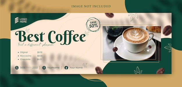 Plantilla de banner para pastel de chocolate y venta de café.