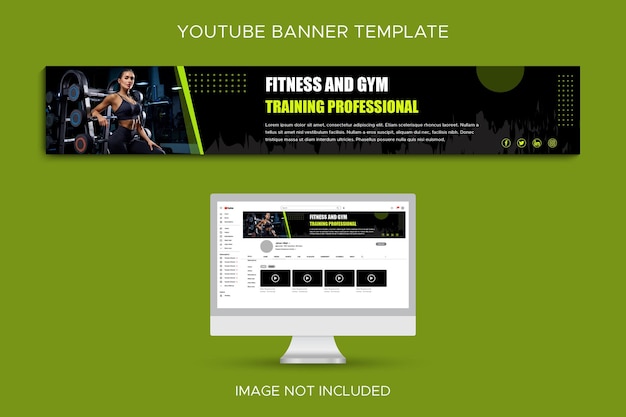 Plantilla de banner de perfil de canal de YouTube de gimnasio con foto