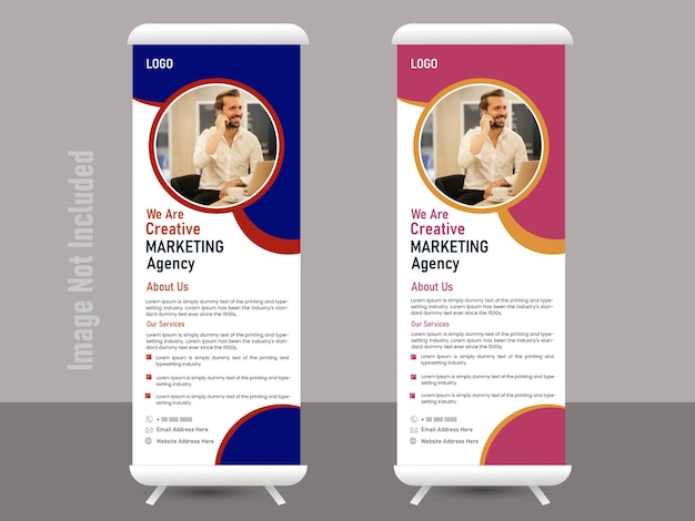 Plantilla de banner permanente y plantilla de banner enrollable corporativo moderno