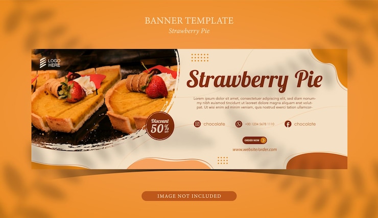 Vector plantilla de banner personalizado de pastel de fresa
