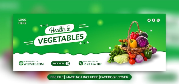 Vector plantilla de banner de portada de facebook de alimentos y verduras