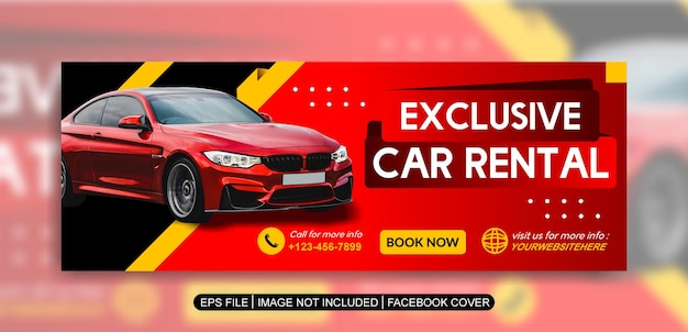 plantilla de banner de portada de facebook de alquiler de autos