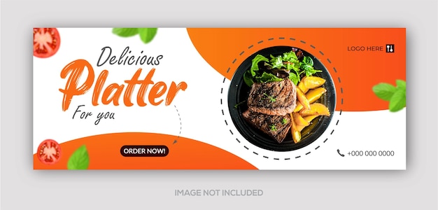 Vector plantilla de banner de portada de facebook de deliciosa comida y restaurante