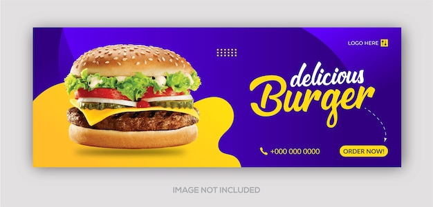 Plantilla de banner de portada de facebook de deliciosa comida y restaurante