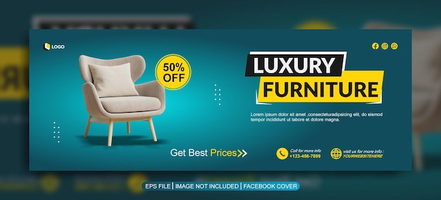 Plantilla de banner de portada de facebook de muebles