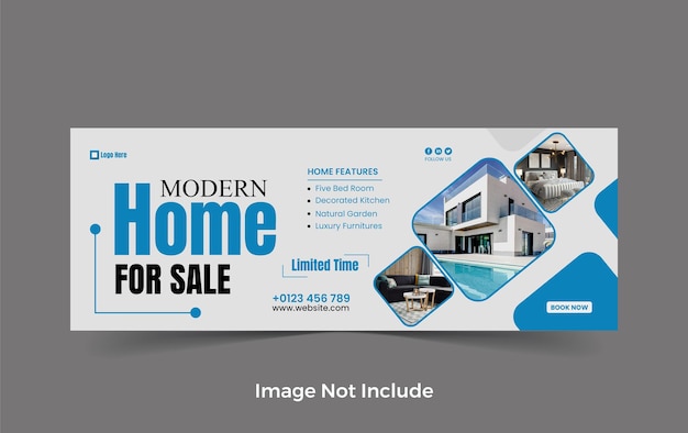 Plantilla de banner de portada de facebook de propiedad de casa inmobiliaria