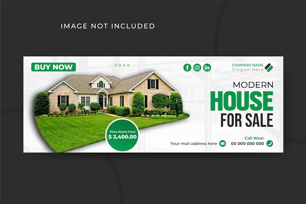 Plantilla de banner de portada de facebook de propiedad de casa inmobiliaria