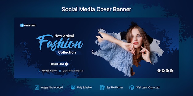 Plantilla de banner de portada de Facebook de redes sociales de colección de moda de nueva llegada