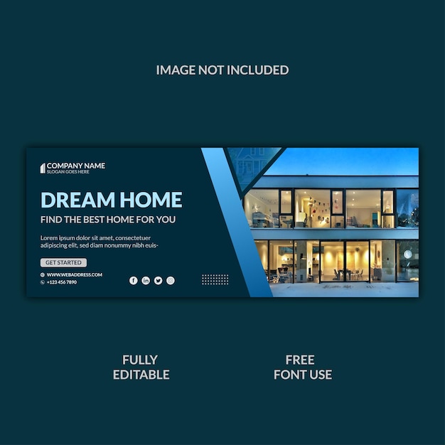Plantilla de banner de portada de facebook de redes sociales de dream home premium eps