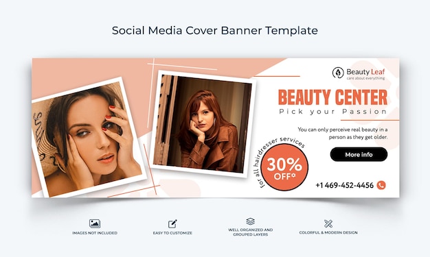 Plantilla de banner de portada de Facebook de redes sociales de Spa Salon Vector Premium