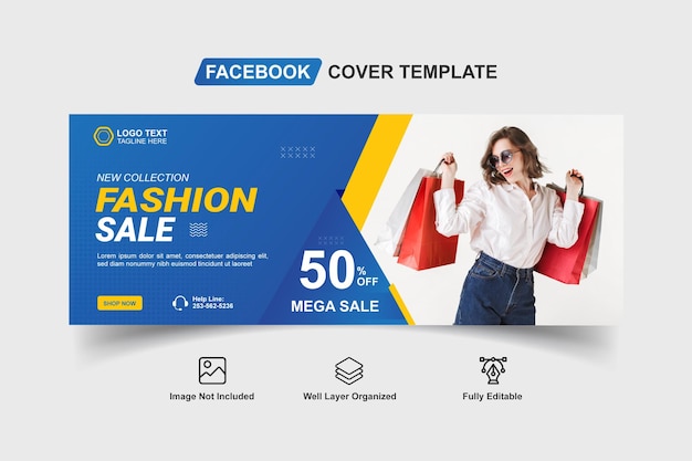 Plantilla de banner de portada de facebook de redes sociales de venta de moda moderna de vector