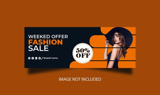 Plantilla de banner de portada de facebook y redes sociales de venta de moda