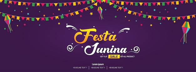 Vector plantilla de banner de portada de fiesta brasileña de festa junina