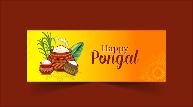Plantilla de banner de portada de las redes sociales de Happy Pongal