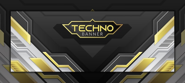 Plantilla de banner de portada de redes sociales de tecnología de oro blanco