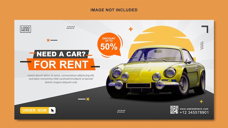 Vector plantilla de banner de promoción de alquiler de coches