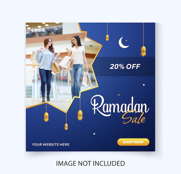 Vector plantilla de banner de promoción de ramadán en las redes sociales para la venta de ofertas