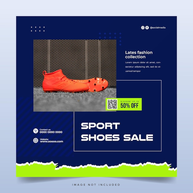 Plantilla de banner de promoción de redes sociales de venta de zapatos de fútbol