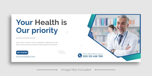 Plantilla de banner de promoción web de publicación de portada de facebook de atención médica