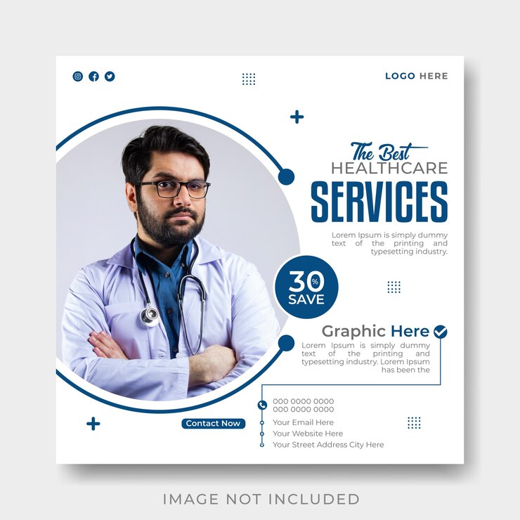 plantilla de banner de promoción web de publicación en redes sociales de atención médica médica