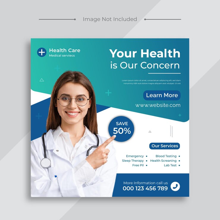 Plantilla de banner de promoción web de publicación de redes sociales de folleto de atención médica médica