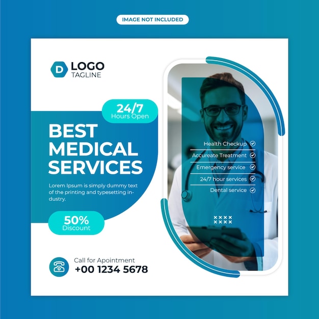 Vector plantilla de banner de promoción web para publicaciones en las redes sociales de salud