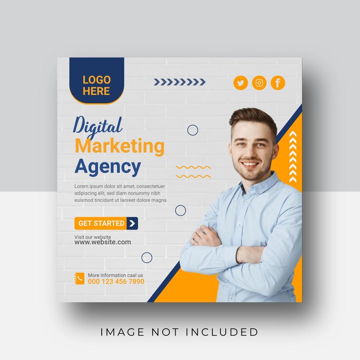 plantilla de banner promocional de marketing digital en las redes sociales