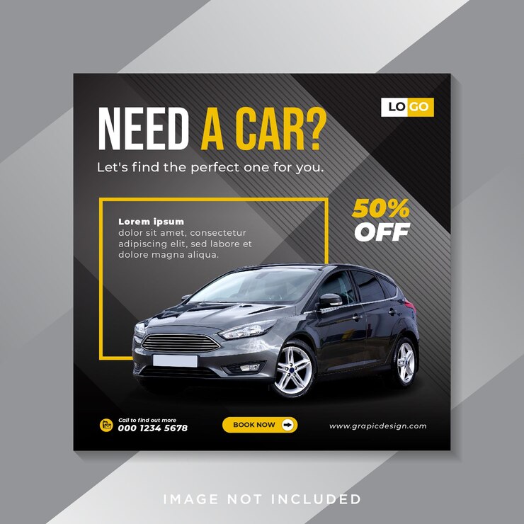 Vector plantilla de banner de publicación de instagram de promoción de alquiler de coches