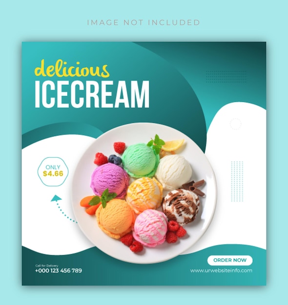 Vector plantilla de banner de publicación de instagram y redes sociales de delicioso helado